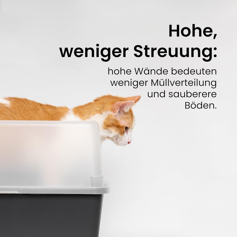 Katzenklo XXL für große Katzen, grau, offen, BPA-frei mit Schaufel