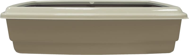 Hygienische Katzentoilette aus Kunststoff mit Rand und Schaufel, 44 x 34 x 11 cm, Taupe