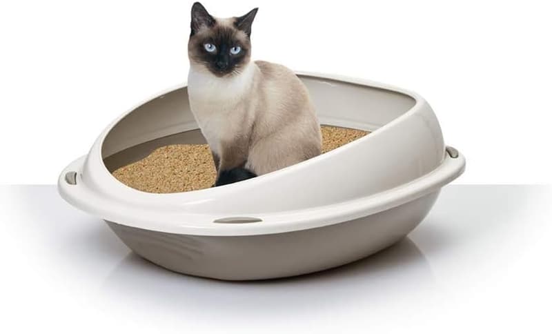 Ovales Katzentoiletten-Shuttle mit Rand, 45 x 36 x 15 cm