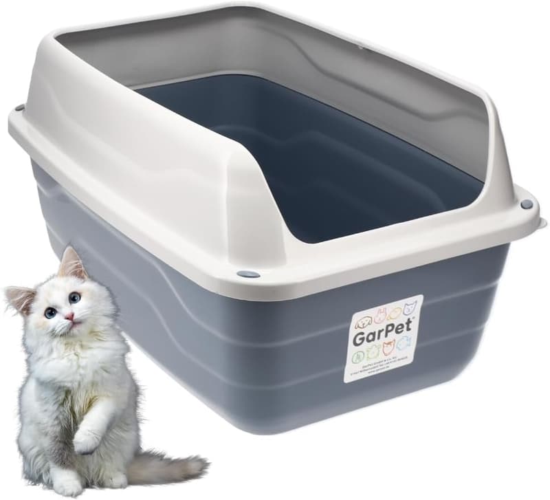 GarPet XXL Offene Katzenklo mit Hohem Rand, Hygienische Jumbo-Toilette