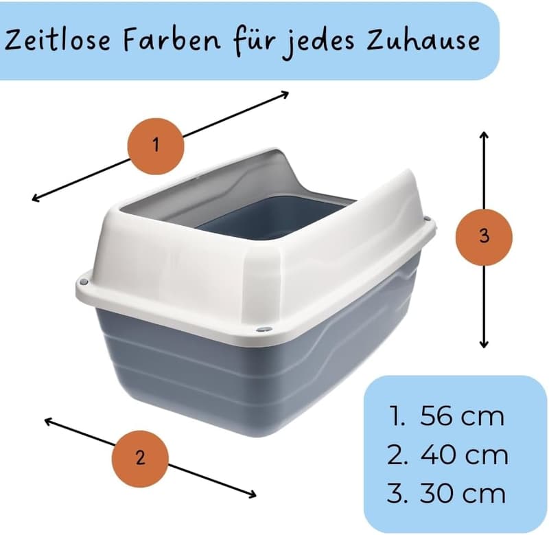 GarPet XXL Offene Katzenklo mit Hohem Rand, Hygienische Jumbo-Toilette