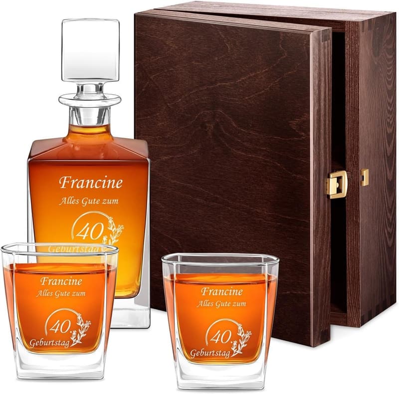 Gravierbares Whisky Dekanter Set mit 2/4/6 Gläsern für Frauen