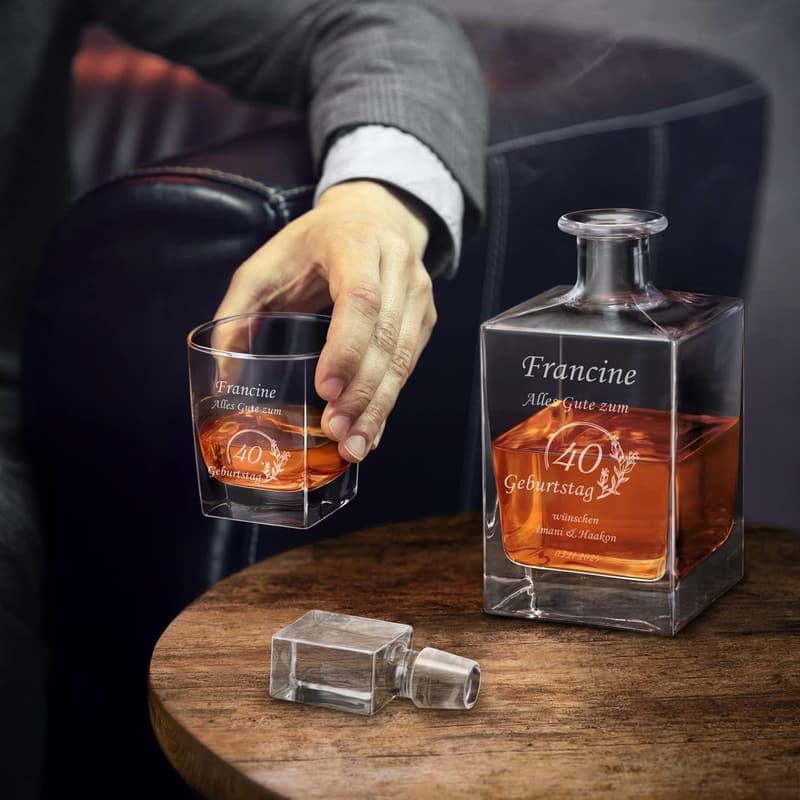 Gravierbares Whisky Dekanter Set mit 2/4/6 Gläsern für Frauen