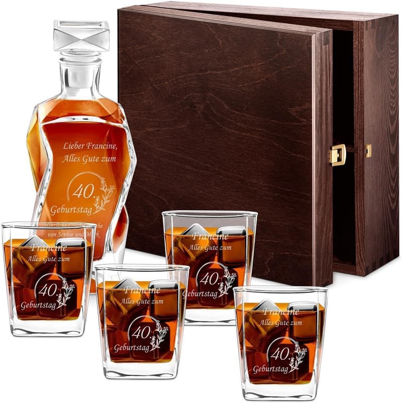 Whiskey Dekanter Set mit Gravur – 700ml für Männer, ideal zu Weihnachten