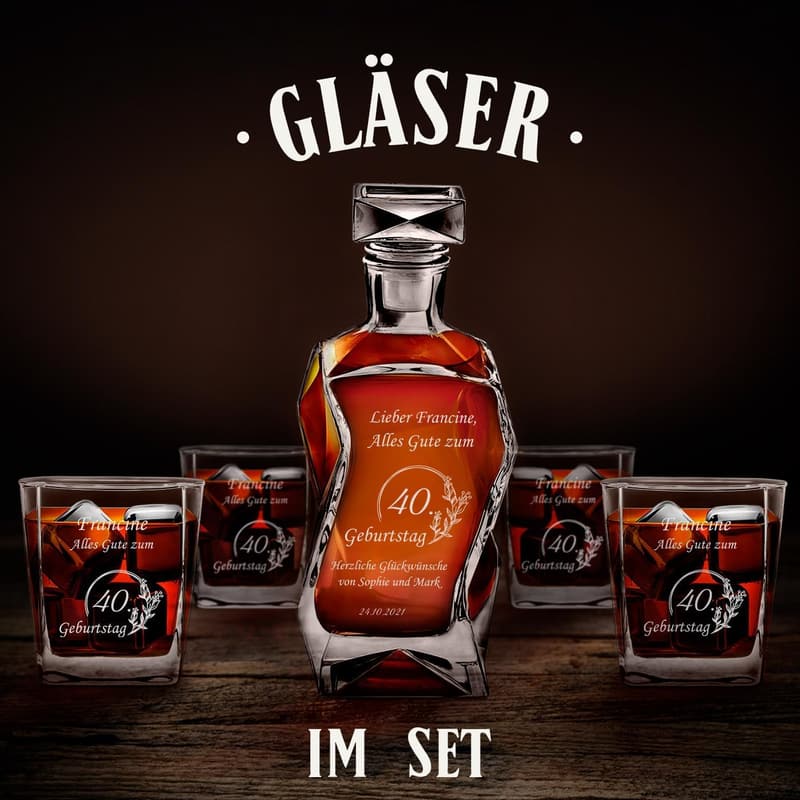 Whiskey Dekanter Set mit Gravur – 700ml für Männer, ideal zu Weihnachten