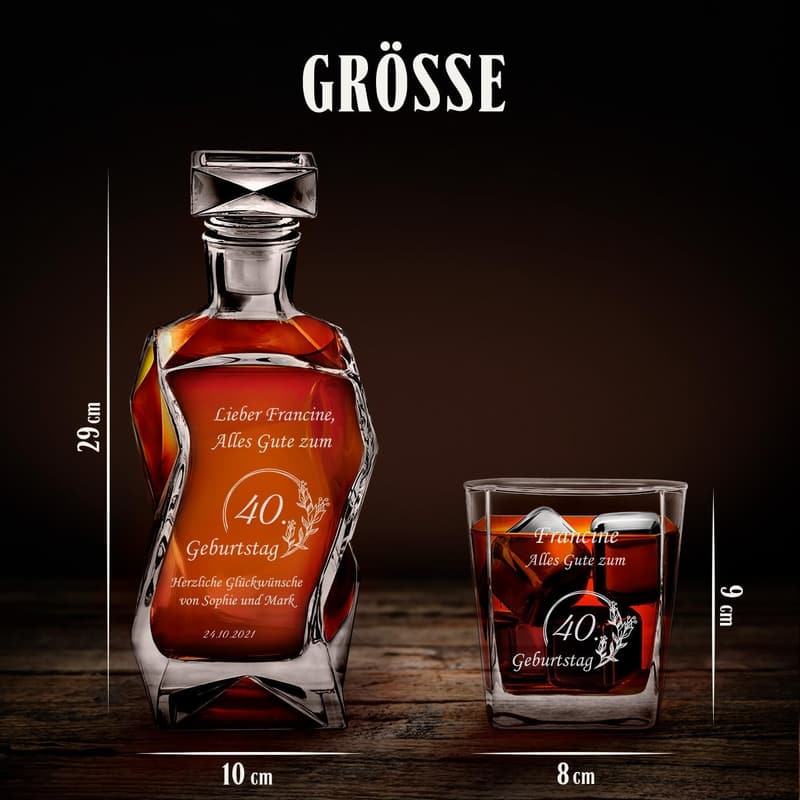 Whiskey Dekanter Set mit Gravur – 700ml für Männer, ideal zu Weihnachten