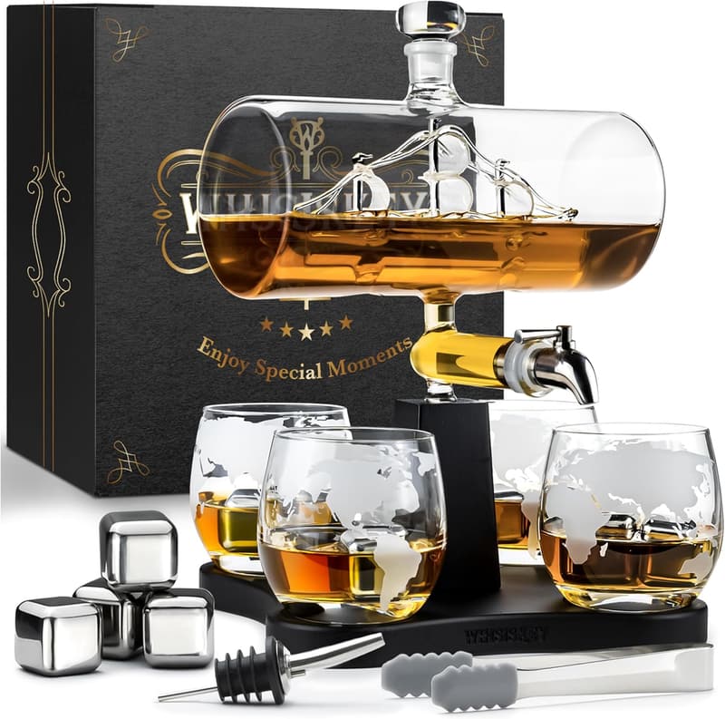 Whiskey Geschenkset mit Karaffe und Gläsern für Männer