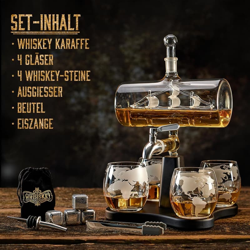 Whiskey Geschenkset mit Karaffe und Gläsern für Männer