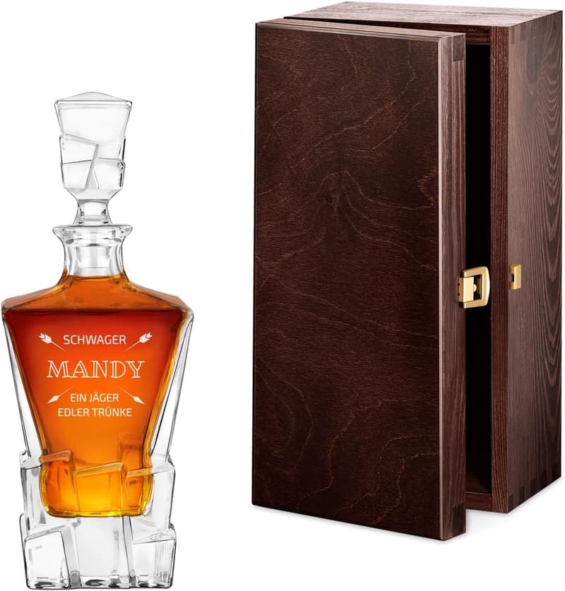 Personalisierte Whisky Karaffe aus Kristallglas - 950 ml - für Männer zum Geburtstag