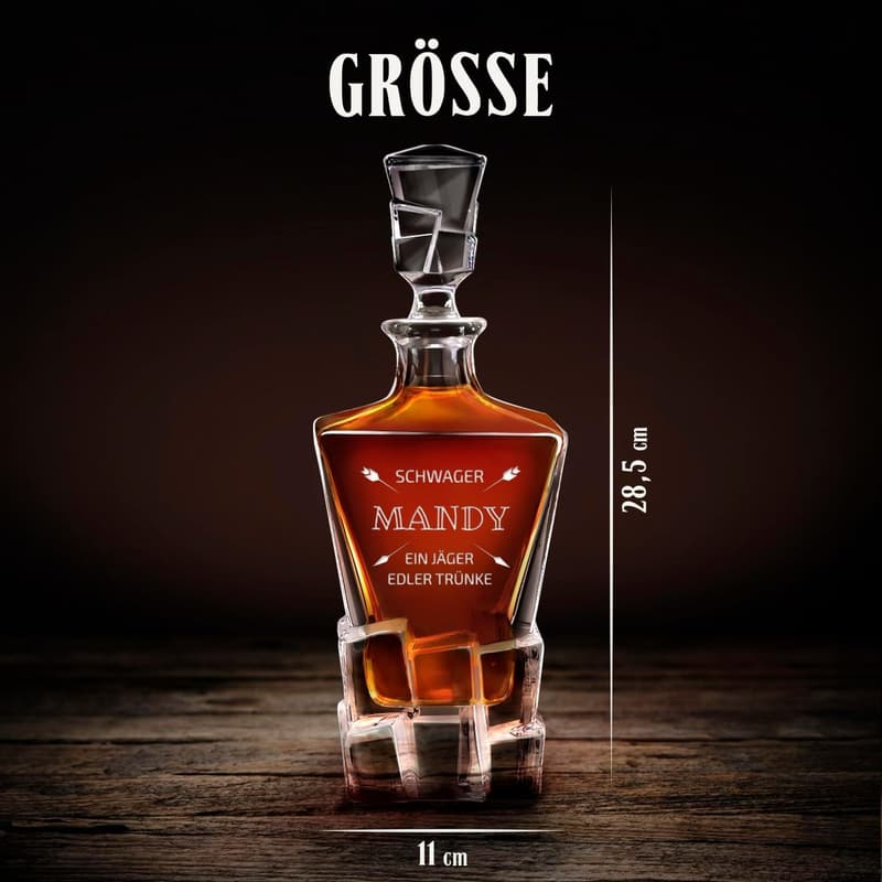 Personalisierte Whisky Karaffe aus Kristallglas - 950 ml - für Männer zum Geburtstag