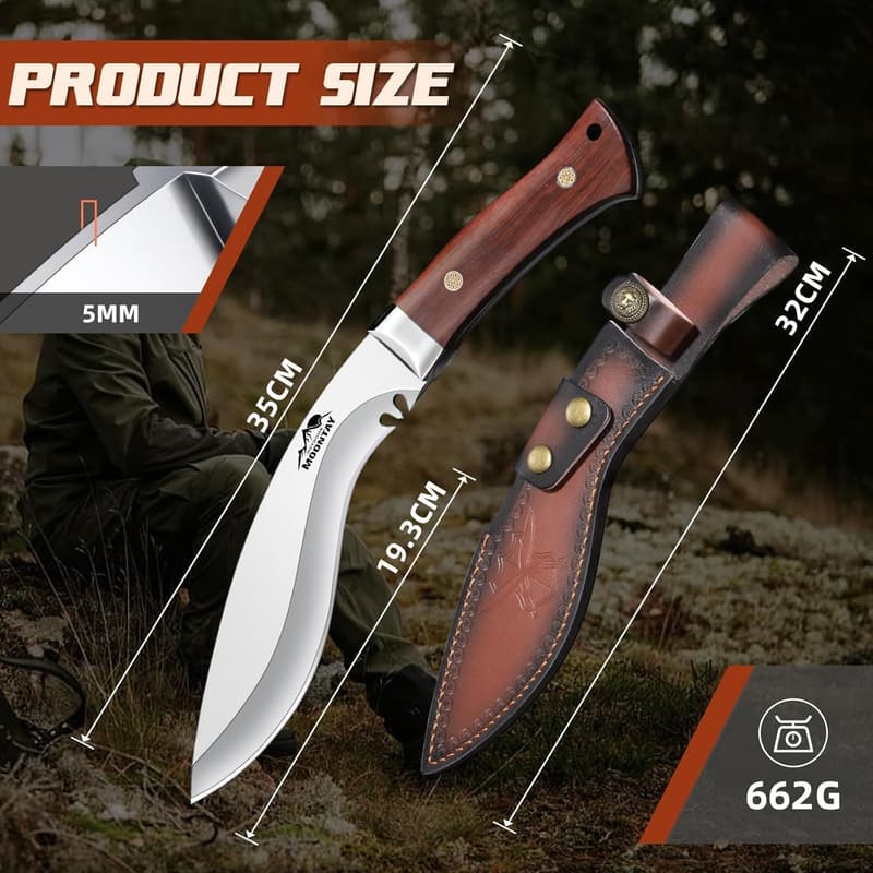 VG10 Stahl Survival-Messer für Outdoor, Jagd und Camping mit Lederscheide