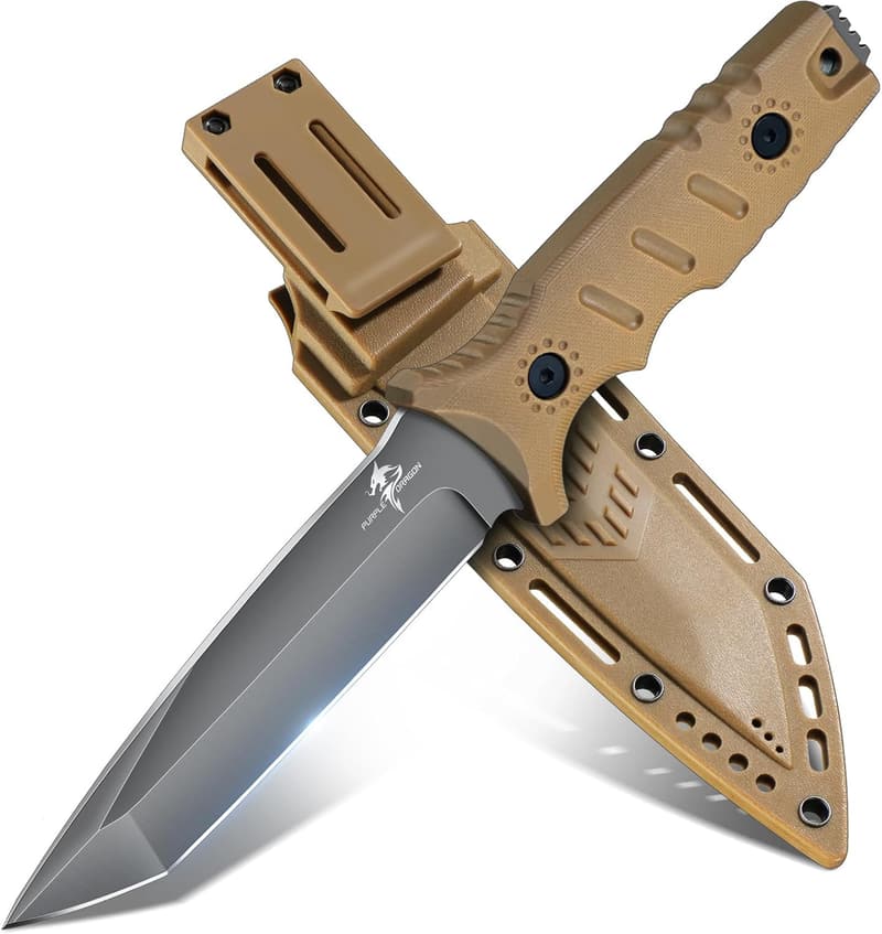 Survival Messer aus D2 Stahl mit Kydex Scheide und G10 Griff