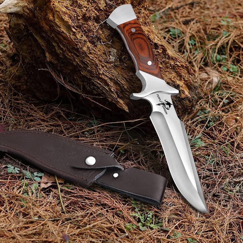 Camping Messer mit feststehender Klinge und Lederscheide – ideales Geschenk für Männer