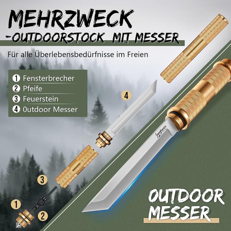 Multifunktions-Jagdmesser aus D2-Stahl für Männer mit Tanto-Klinge