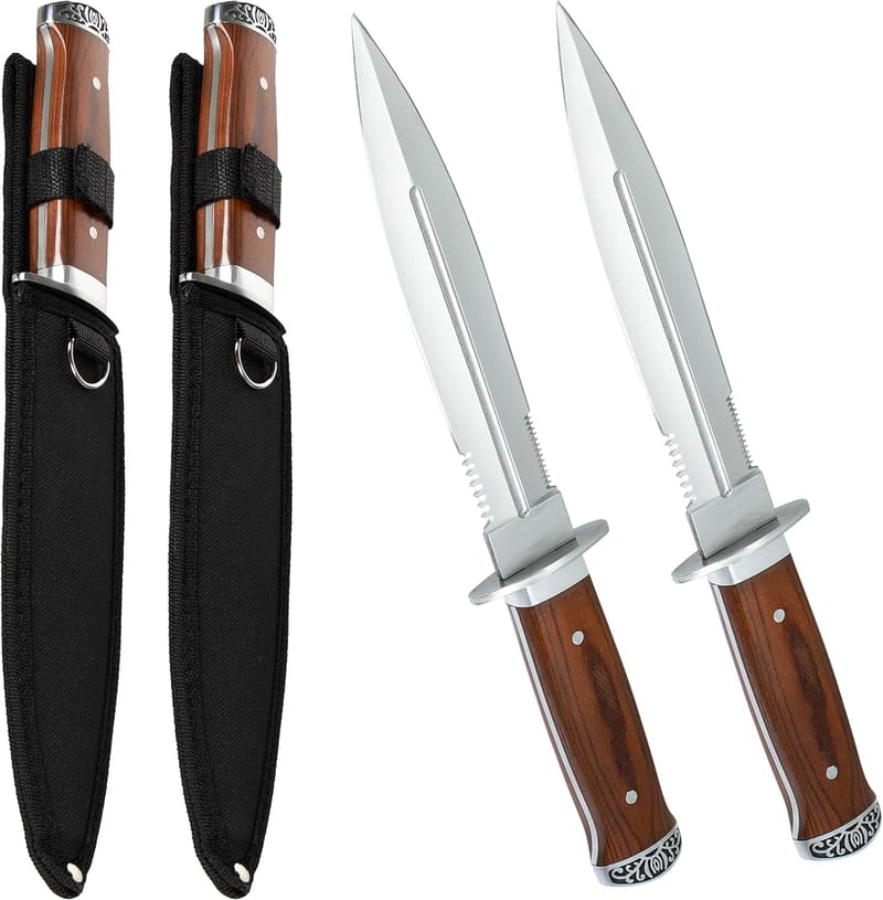 USA Saber Jagd Dolch Set - 33 cm Survival Messer, silber-braun