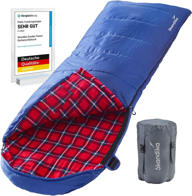 Skandika Doppelschlafsack Dundee für Camping - bis -20°C, Flanell