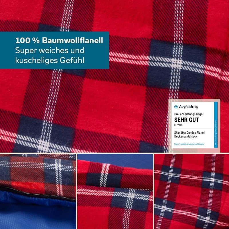 Skandika Doppelschlafsack Dundee für Camping - bis -20°C, Flanell