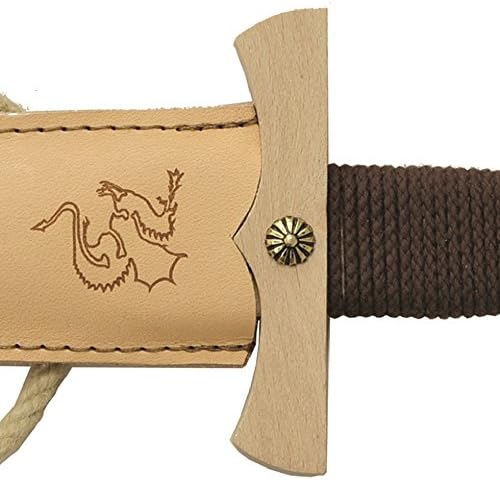 Drachendolchset aus Buche mit Echtlederscheide – 35 cm, handgefertigt in Deutschland