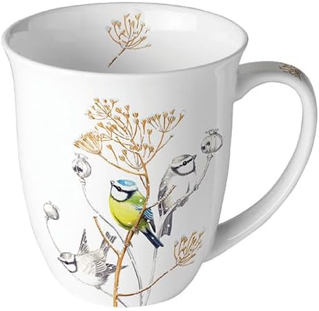 Vintage Vögel Teetasse aus Fine Bone China, 0,4 l