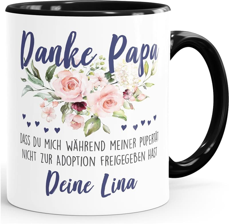 Personalisierte Keramiktasse für Vatertag – Danke Papa!