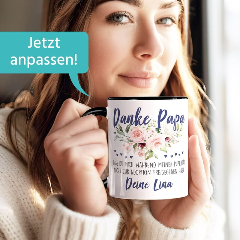 Personalisierte Keramiktasse für Vatertag – Danke Papa!