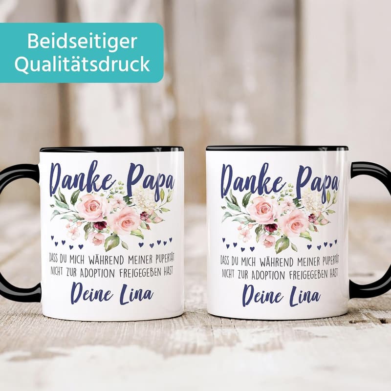 Personalisierte Keramiktasse für Vatertag – Danke Papa!