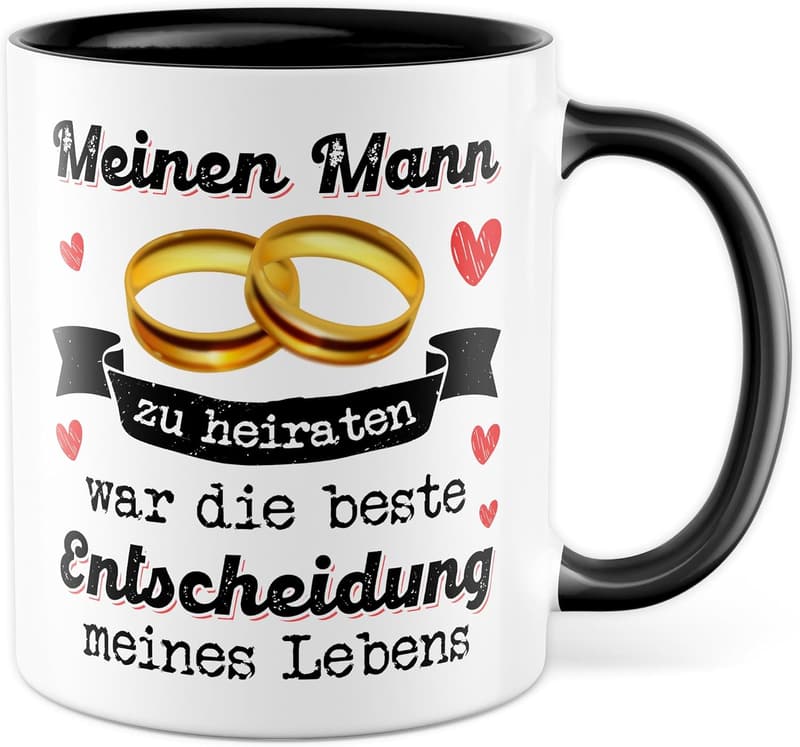 Hochzeitsgeschenk für Männer – Kaffeetasse mit Humor