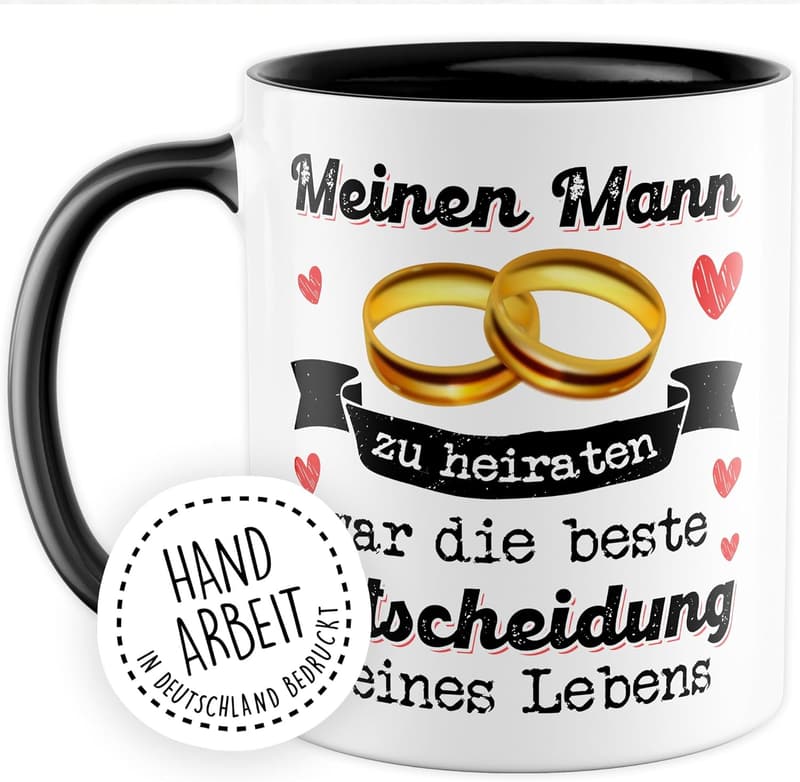 Hochzeitsgeschenk für Männer – Kaffeetasse mit Humor