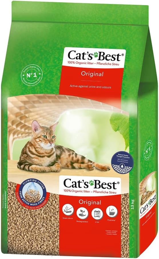 Cat's Best Original Katzenstreu – 100 % pflanzlich, höchste Saugkraft, 17,2 kg
