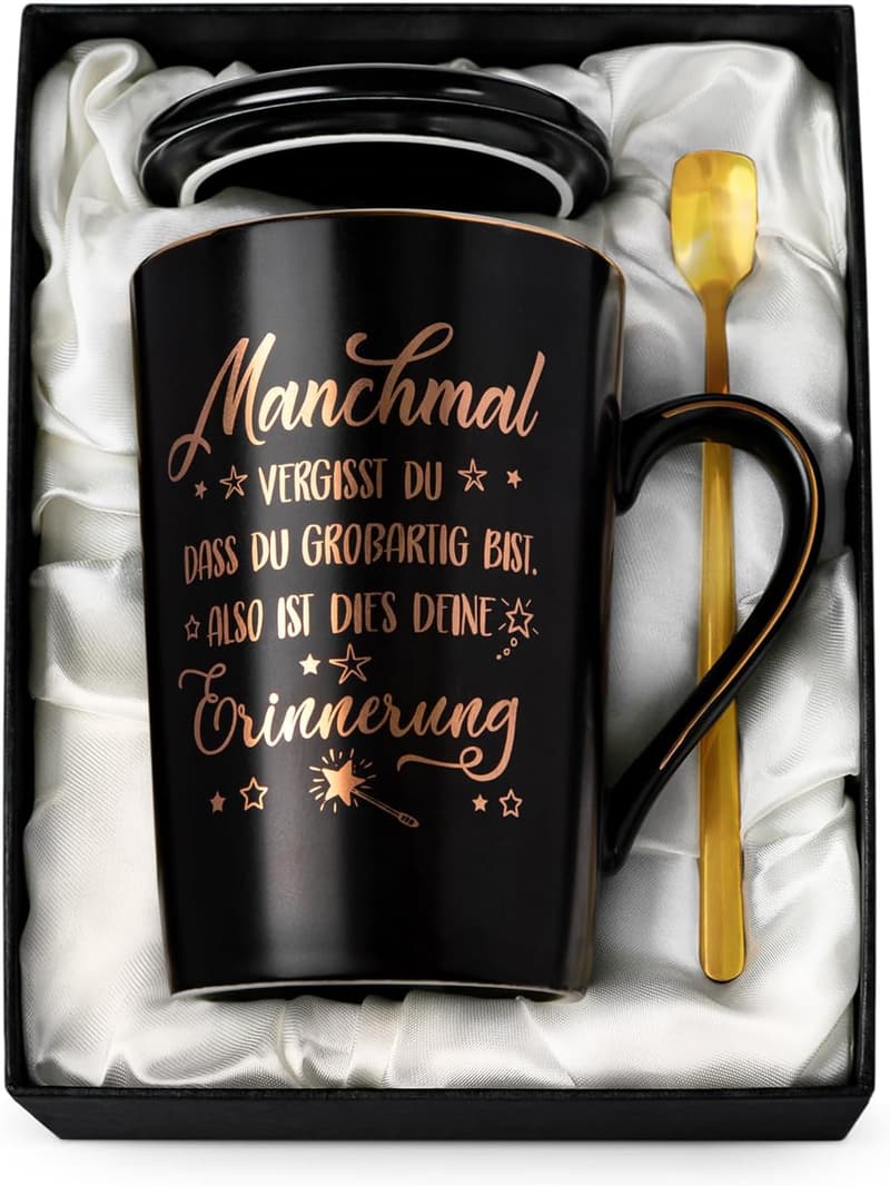 Danke-Geschenk: Schwarze 14oz Keramiktasse für Männer