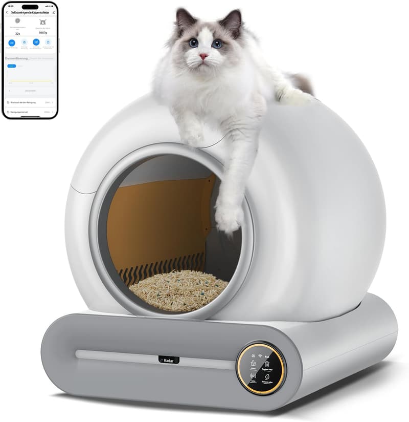 Selbstreinigendes Katzenklo XXL 68L mit APP-Steuerung für 2 Katzen