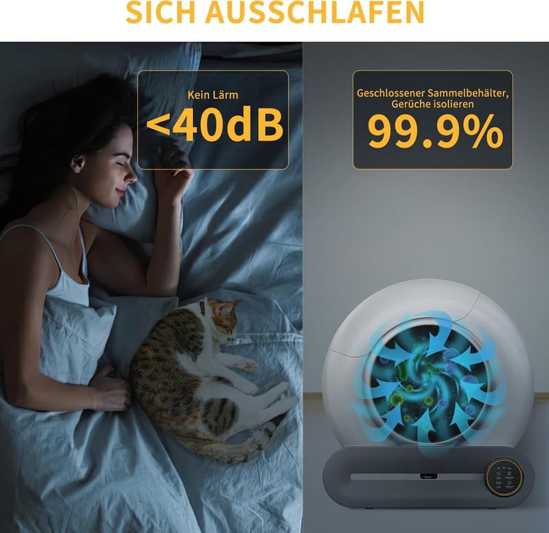 Selbstreinigendes Katzenklo XXL 68L mit APP-Steuerung für 2 Katzen