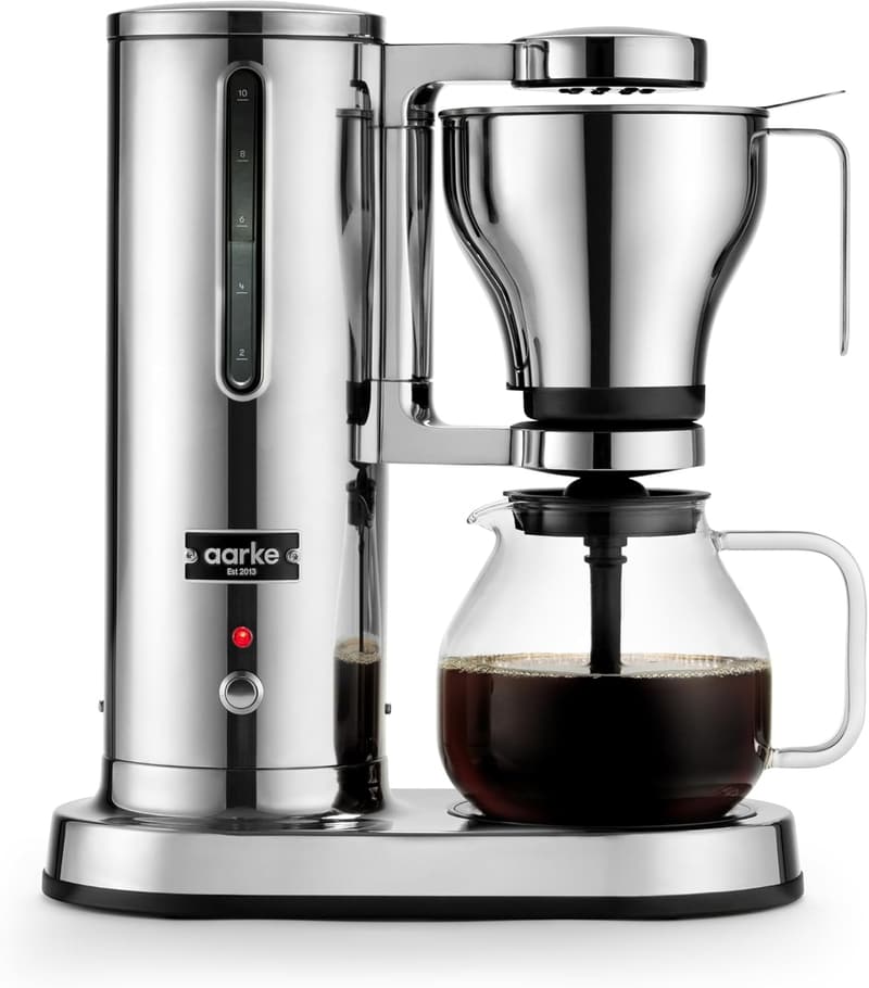 Aarke Filterkaffeemaschine – Edelstahl-Kaffeebereiter mit Glaskaraffe, 10 Tassen