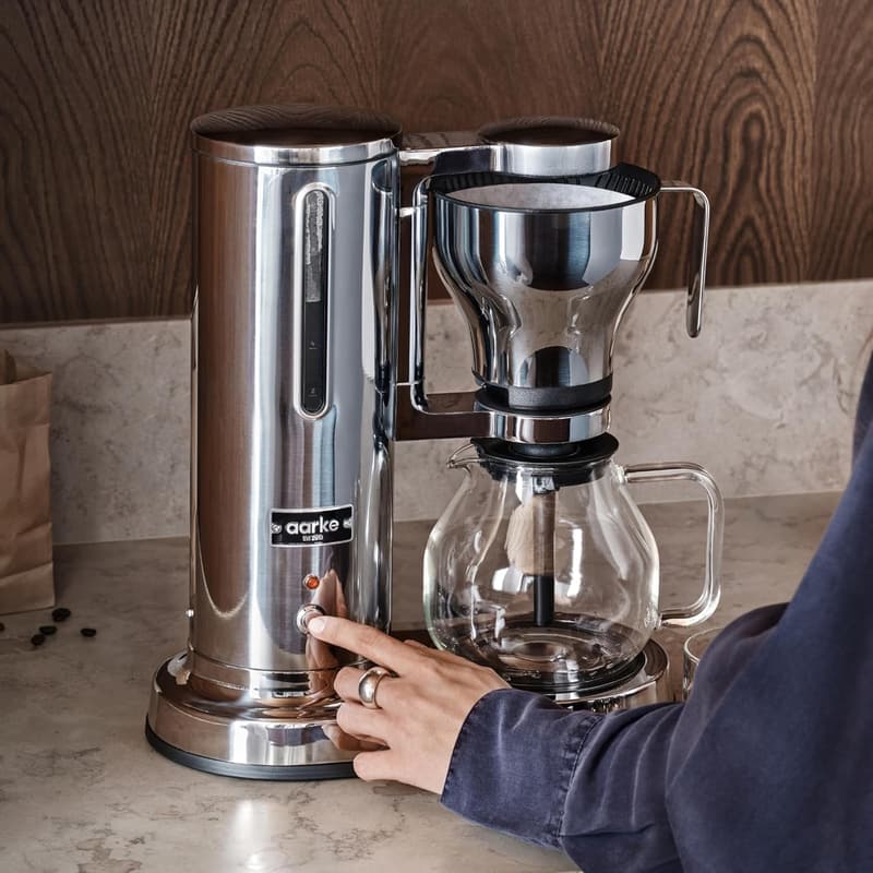 Aarke Filterkaffeemaschine – Edelstahl-Kaffeebereiter mit Glaskaraffe, 10 Tassen
