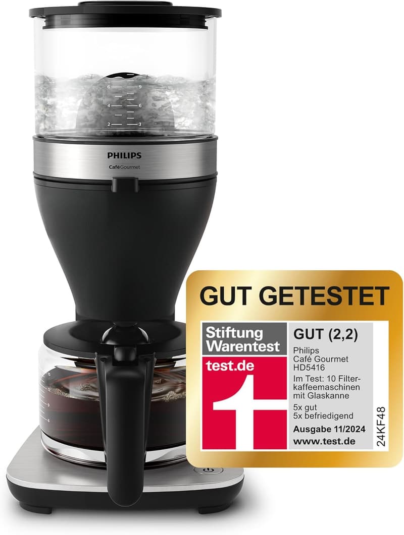Philips Filterkaffeemaschine 1,25L – Boil & Brew, schwarz-silber