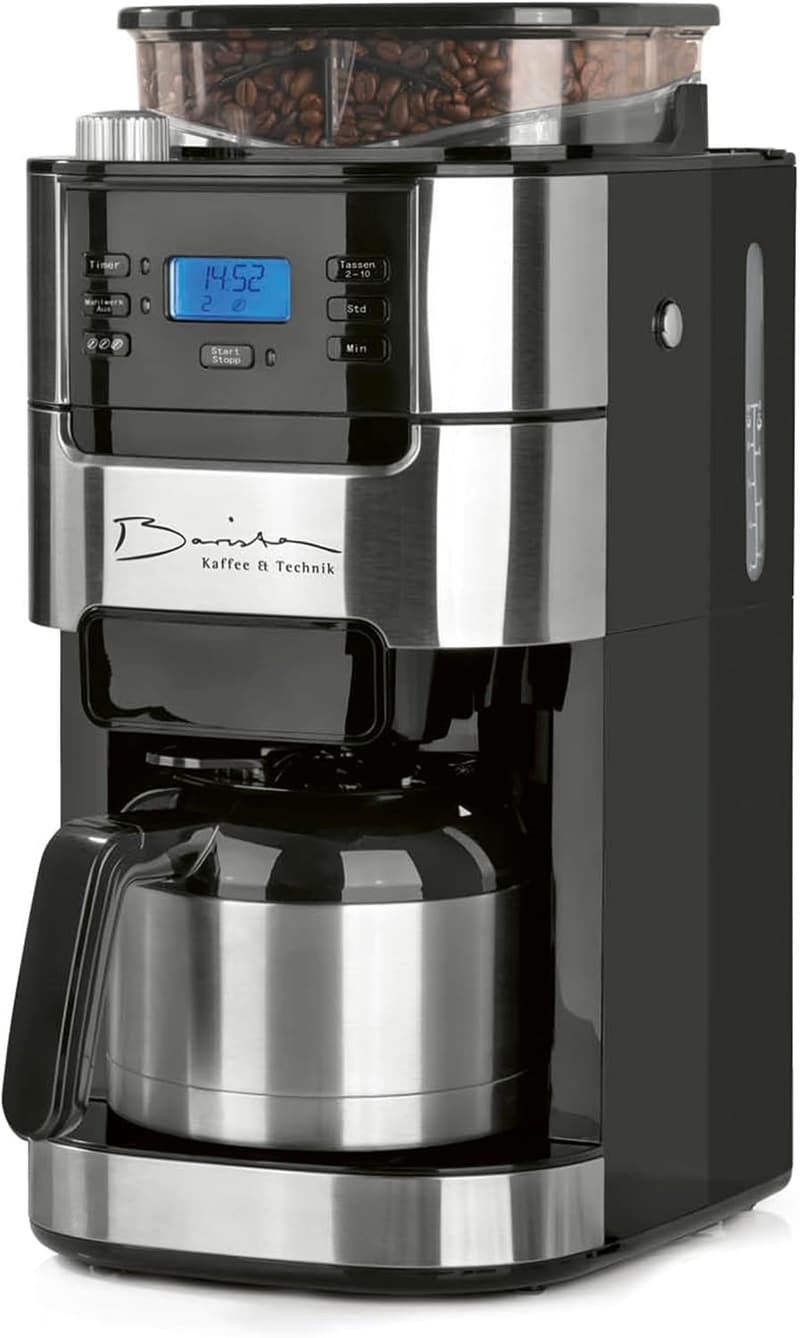 Kaffeemaschine mit Thermokanne für 10 Tassen und Mahlwerk [Edelstahl]