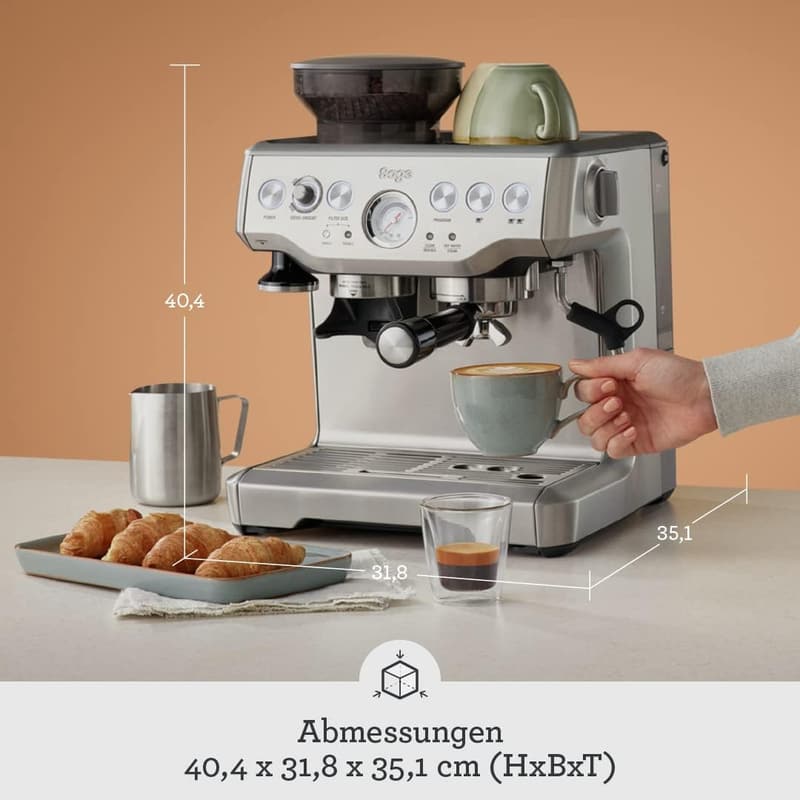 Sage Barista Express - Kaffeemaschine mit manuellem Milchaufschäumer aus Edelstahl