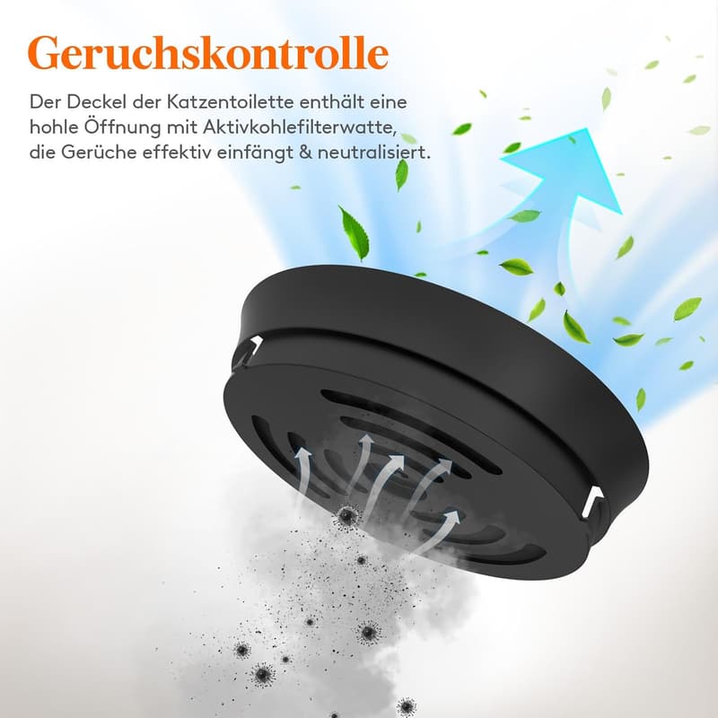 Katzenklo Versteckt mit Pflanze, XXL, Schwarz, inklusive Schaufel und Kohlefilter