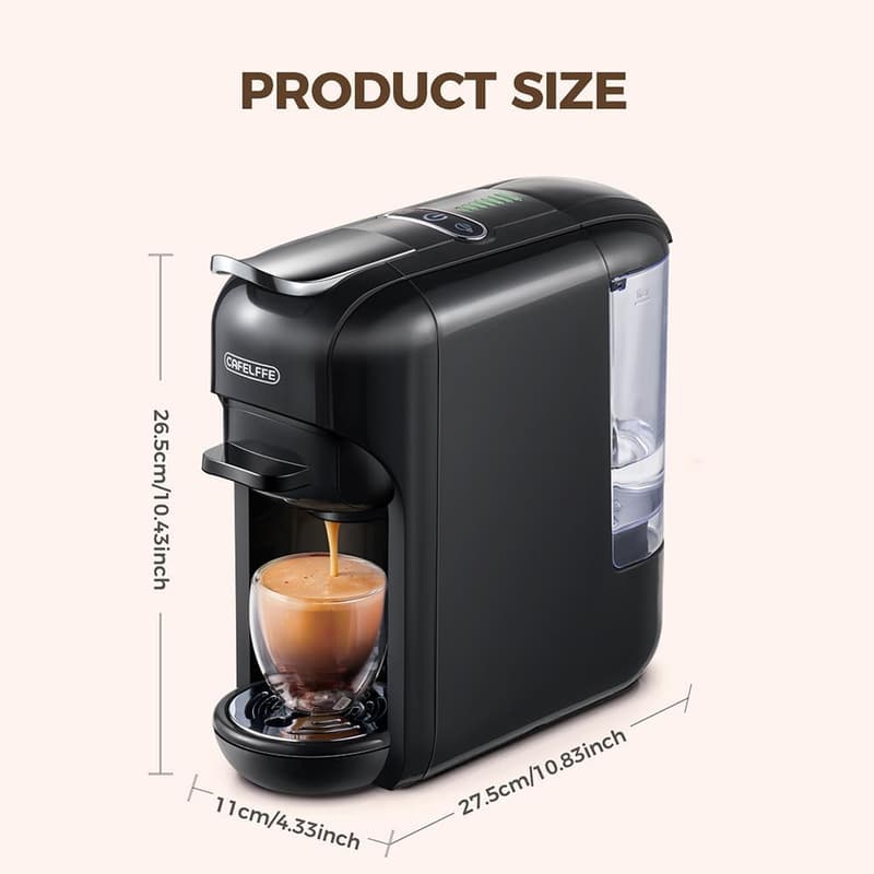 Cafelffe 5-in-1 Kaffeemaschine für Kapseln und Kaffee, 19 Bar, schwarz