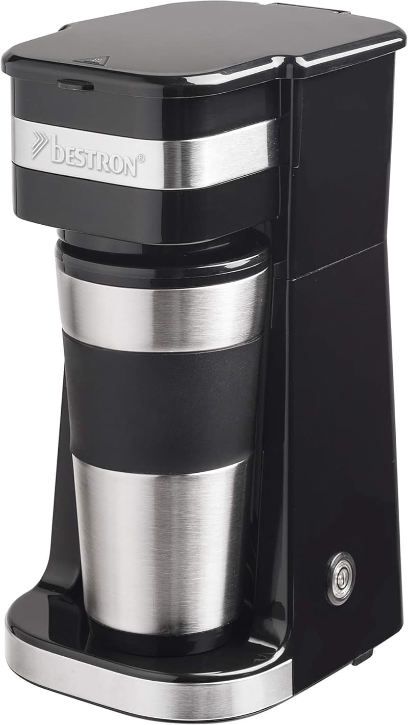 Camping Kaffeemaschine für 2 Tassen mit Isolierbecher, 750 Watt