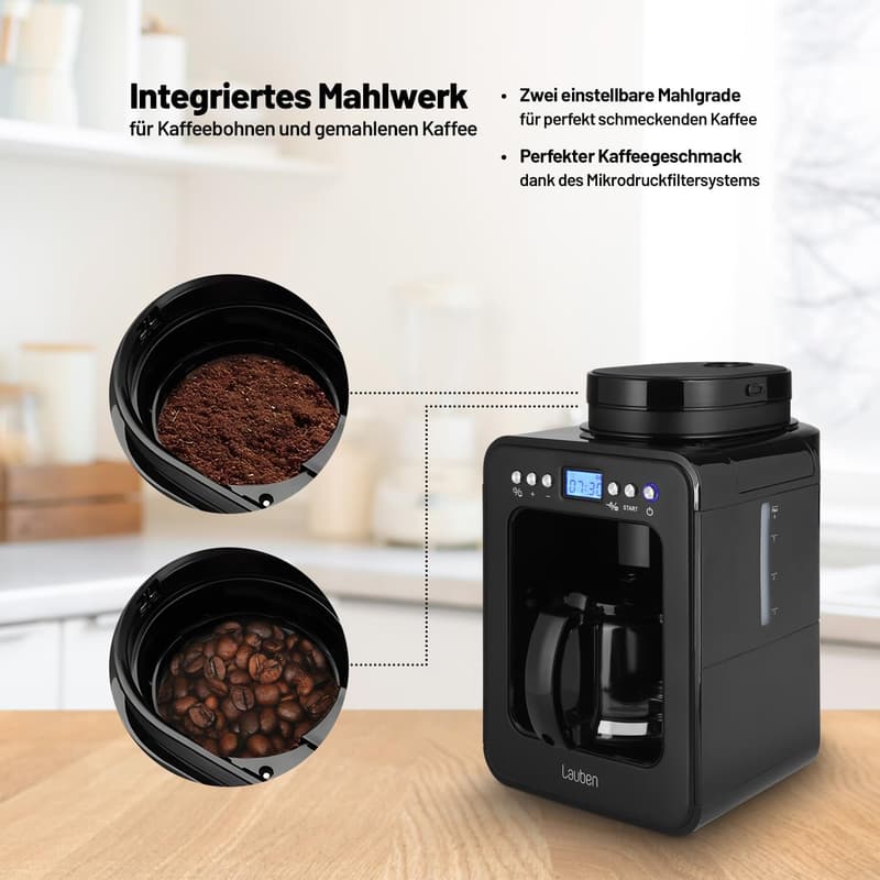 Kaffeemaker mit integriertem Mahlwerk für 2-4 Tassen, automatische Abschaltung