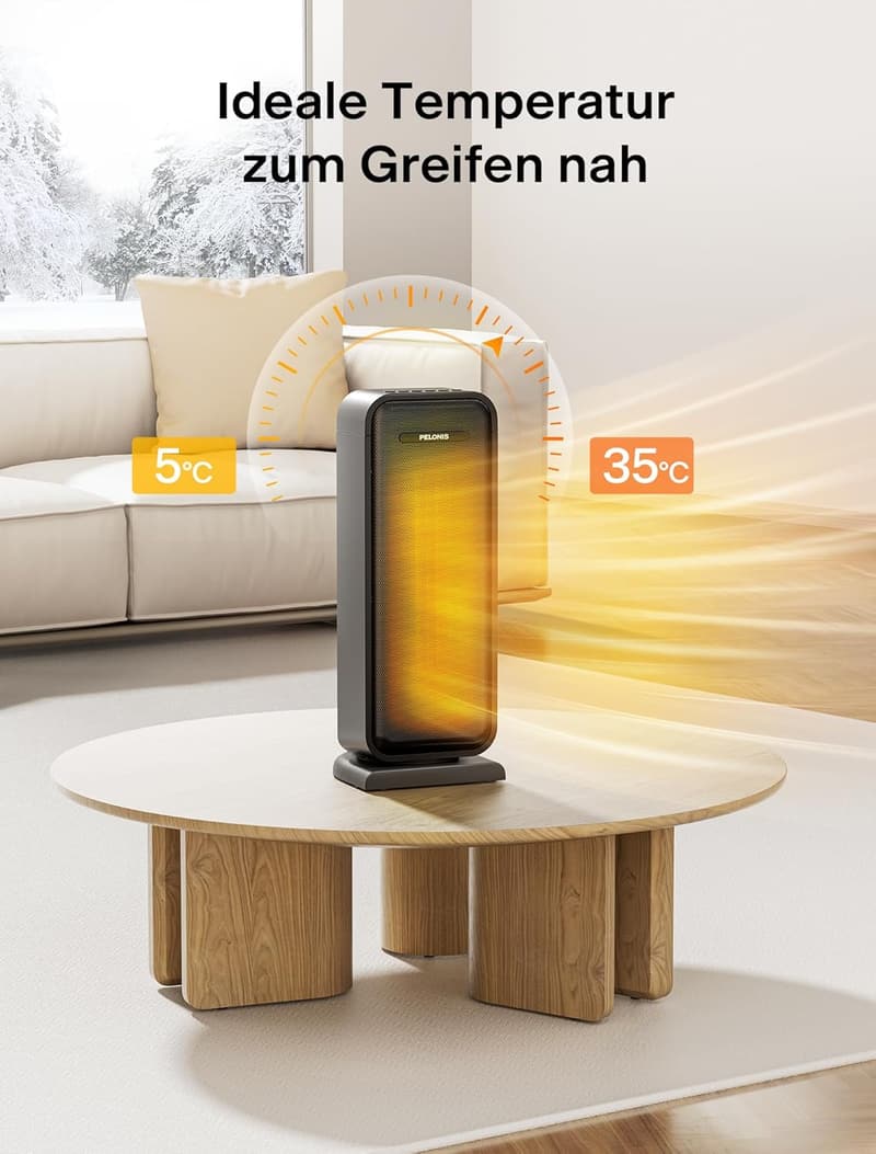 Energieeffiziente 2000 W Keramik-Heizung mit Thermostat und Timer