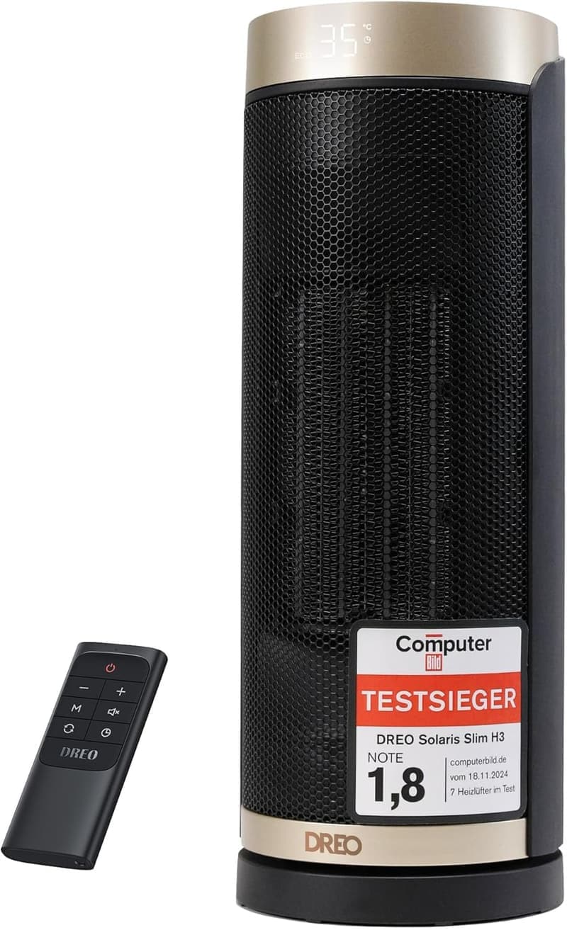 Energiesparender PTC Keramik Heizlüfter mit Fernbedienung und 70° Oszillation