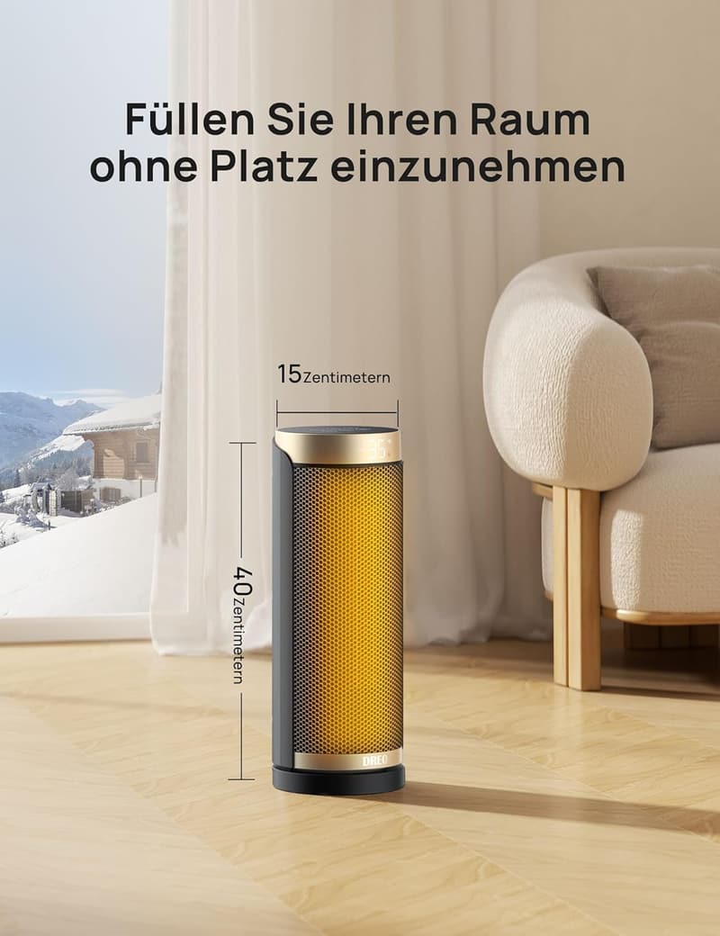 Energiesparender PTC Keramik Heizlüfter mit Fernbedienung und 70° Oszillation