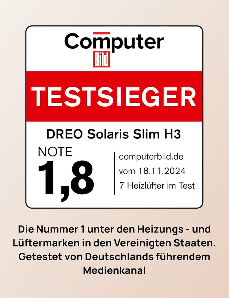 Energiesparender PTC Keramik Heizlüfter mit Fernbedienung und 70° Oszillation
