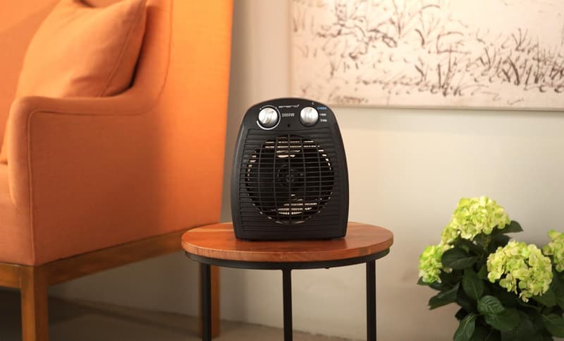 Kompakter Heizlüfter 2000W mit Thermostat und Ventilatorfunktion