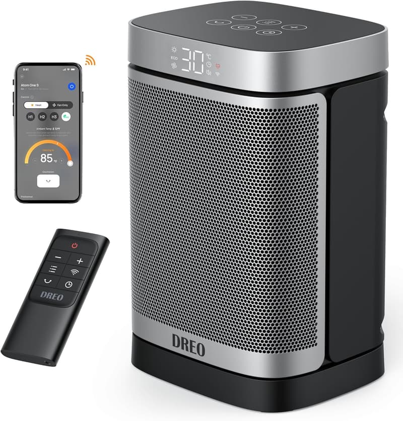 Dreo Energiesparender Heizlüfter 1500W mit Fernbedienung & WLAN