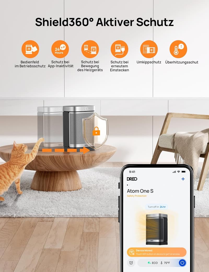 Dreo Energiesparender Heizlüfter 1500W mit Fernbedienung & WLAN