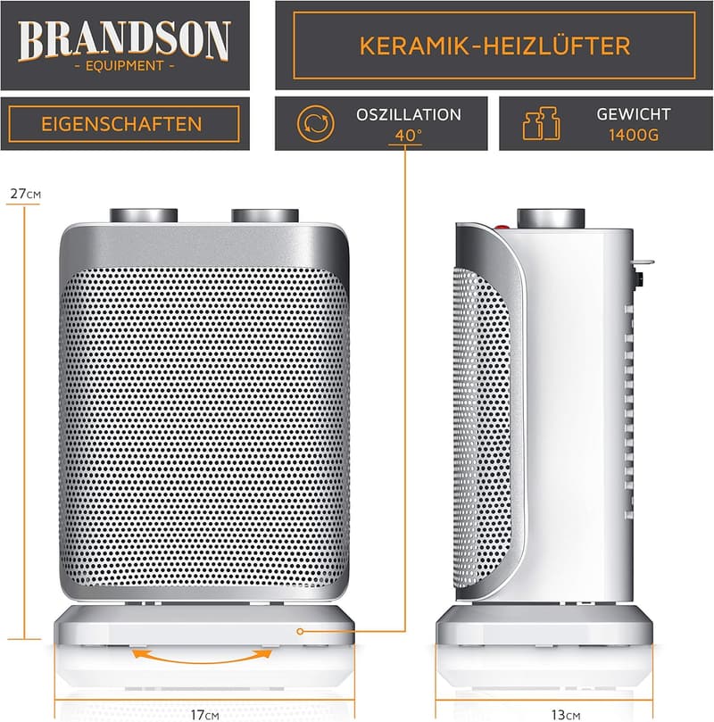 Energiesparender Heizlüfter mit Keramik-Heizelement, 1500 Watt