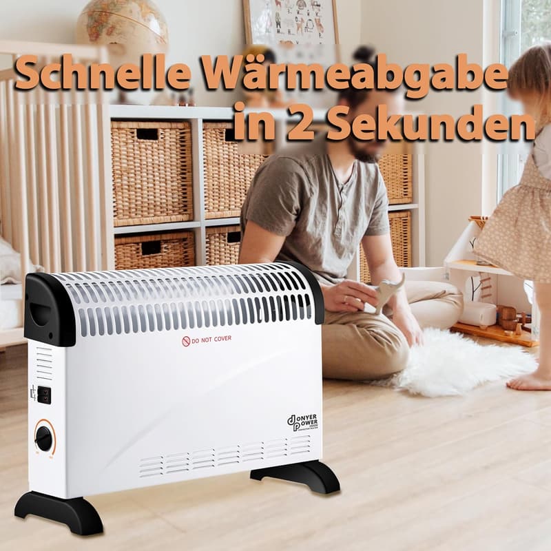 DONYER POWER 2000W Konvektor-Heizkörper mit Thermostat